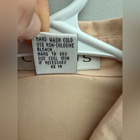 Chaus Button Up Blouse Women’s SZ 12 Collared Long Sleeve Silk Light Pink Career - Picture 3 of 7